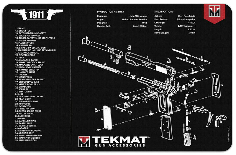 TekMat 11x17 Gun Cleaning Mat for Glock Gen5, Black: MGW
