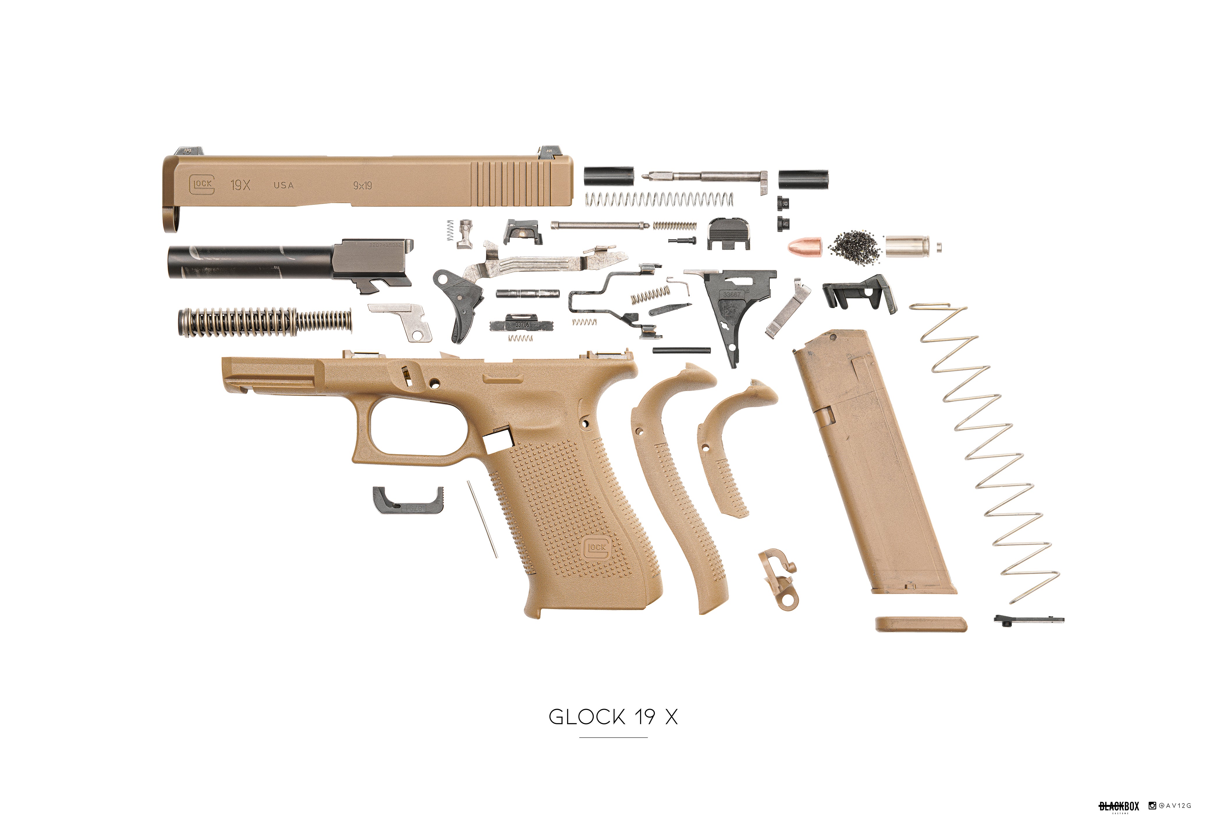 AV12G x Black Box Poster Glock G19X Exploded 13
