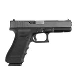 Glock 17 Gen 4 9 mm Improvements •Reversible Magazine Catch •Textured  backstrap options. •Improved guide rod and spring. •Magazine improvements  Specifications: •Caliber: 9mm •Action: Safe (D.A.O.) •Length (Slide): 6.85  •Length between Sights: 5.98 •B